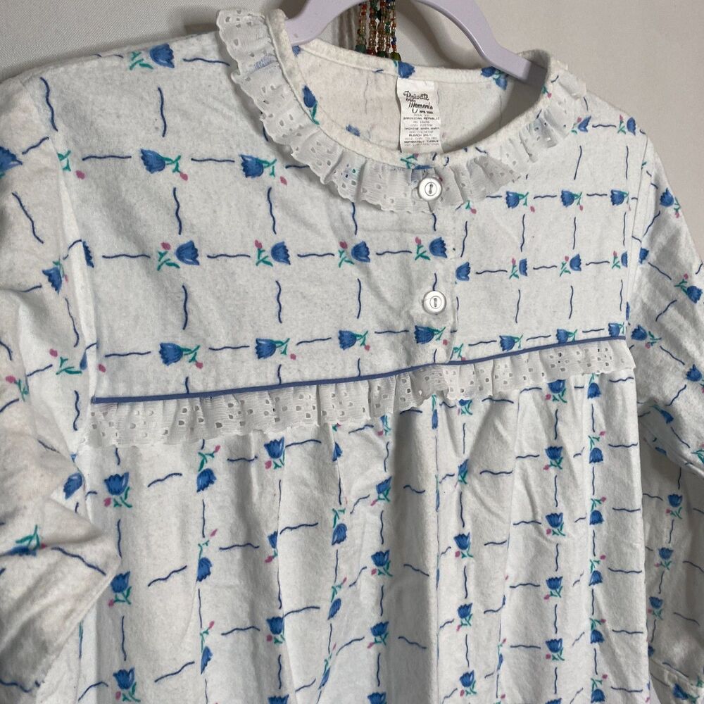 VTG Private Moments New York Cotton Flannel Night Gown Pajamas Henley Women M - Picture 3 of 10